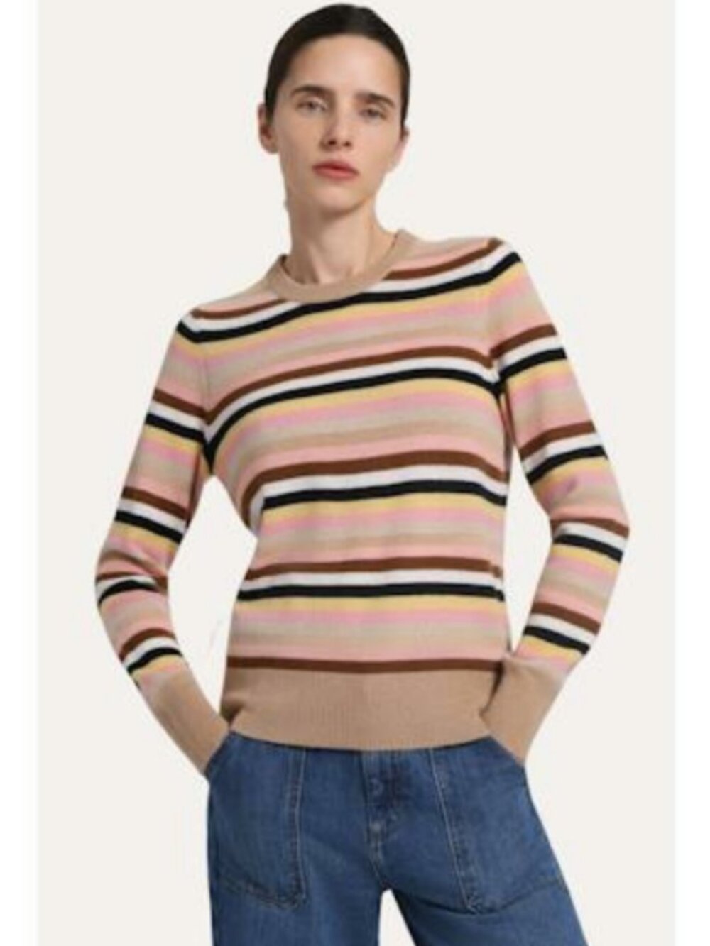 NWT Minnie Rose 99180 Striped Crew Sweater | Current Season | Multicolor Neutral